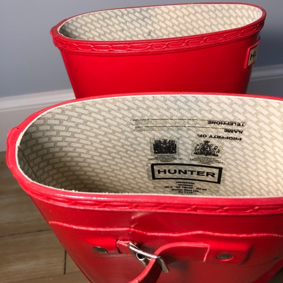 Red Hunter Wide Calf Rain Boots - Picture 4 of 7